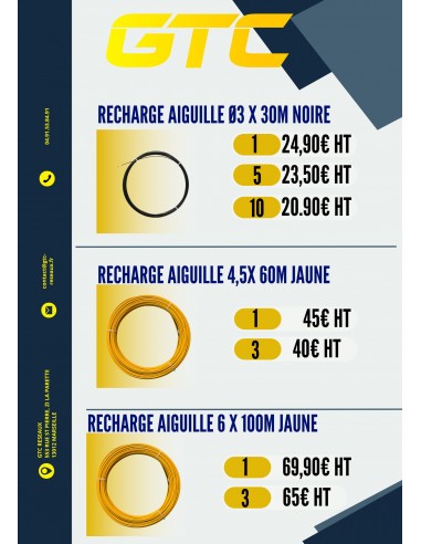 RECHARGE AIGUILLE Ø6 X 100M JAUNE