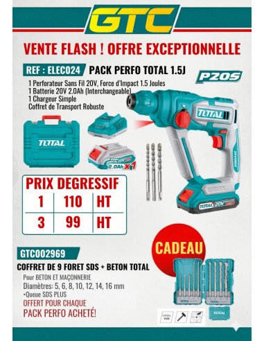 PACK PERFO TOTAL 1.5J + 1 ACCU 2AH +...