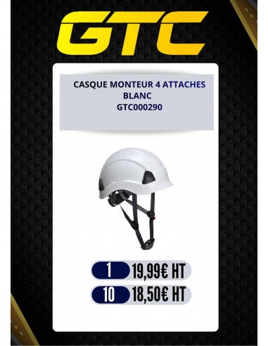 CASQUE MONTEUR 4 ATTACHES BLANC  