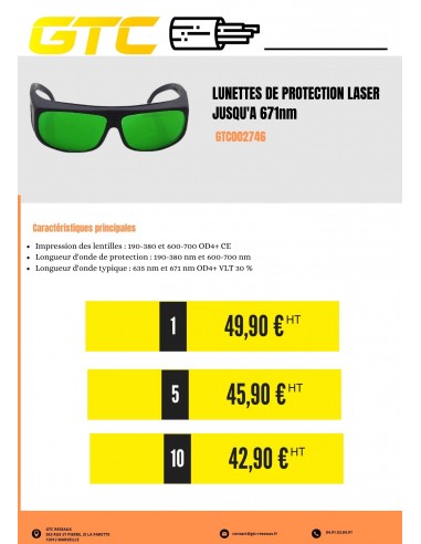 LUNETTES DE PROTECTION LASER JUSQU'A...
